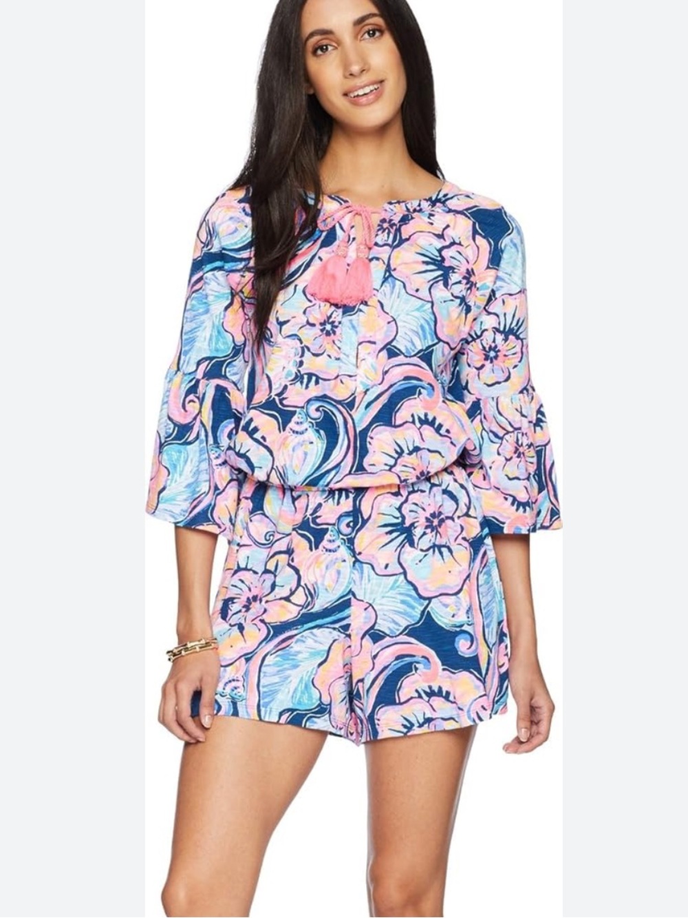 Lilly Pulitzer Floral Tassel Tie Romper